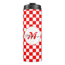 Croatia | Hrvatska | Checkered Name Monogram  Thermosbecher