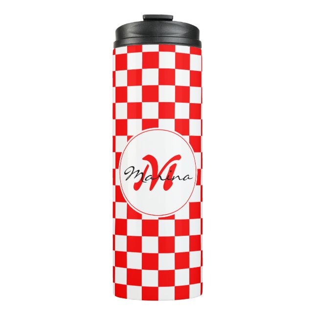 Croatia | Hrvatska | Checkered Name Monogram  Thermosbecher (Vorderseite)