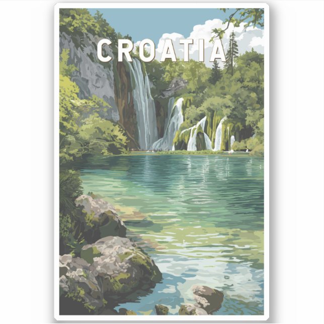 Croatia Illustration Travel Art Vintage Aufkleber (Vorderseite)