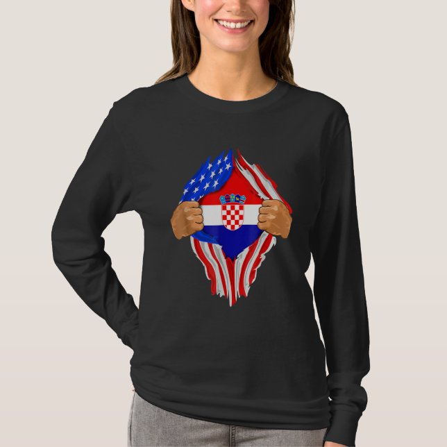 Croatian Blood Inside Me T-Shirt  Croatia Flag Gif (Vorderseite)