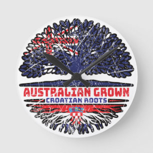 Croatian Croatia Australian Australia Tree Roots Runde Wanduhr