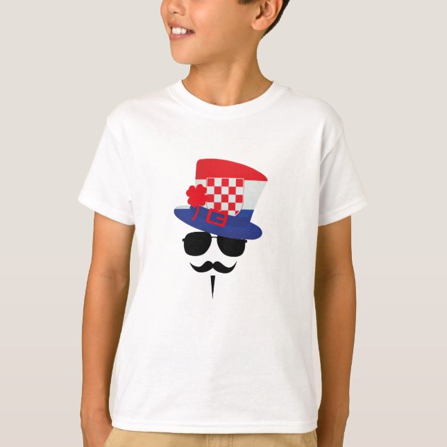 Croatian Fan with Mustache T-Shirt (Vorderseite)