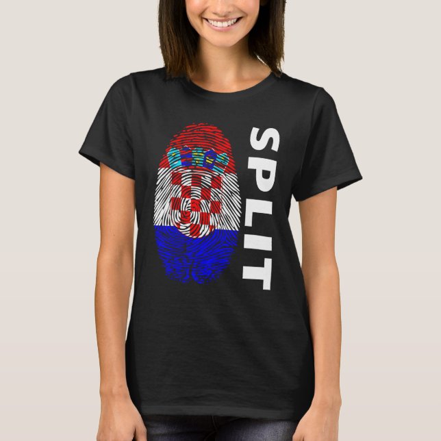 Croatian flag fingerprint motif split T-Shirt (Vorderseite)