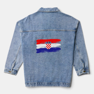 Croatian Flag Gift Football Fan Sports Jeansjacke