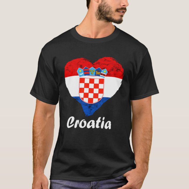 Croatian Flag Heart Croatian Roots Croatian Pride  T-Shirt (Vorderseite)