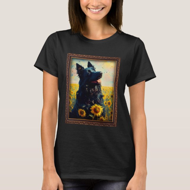 Croatian Sheepdog Painting Sunflower Flower Mom Wo T-Shirt (Vorderseite)