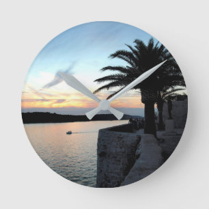 Croatian sunset runde wanduhr