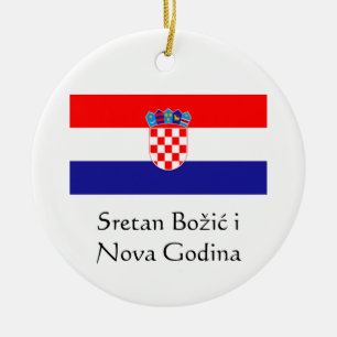 Croation Frohe Weihnachten und glückliche Neujahrs Keramik Ornament