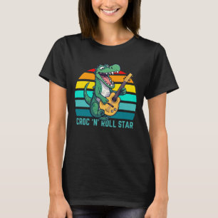 Croc and Roll Star Funny Crocodile Music T-Shirt