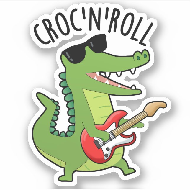 Croc N Roll Funny Crocodile Pub Aufkleber (Vorderseite)