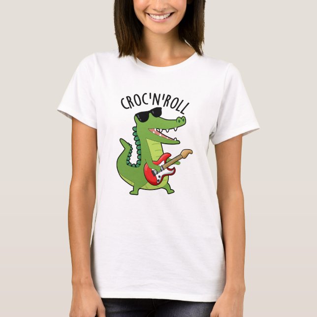 Croc N Roll Funny Crocodile Pub T-Shirt (Vorderseite)