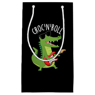 Croc N Roll Funny Crocodile Pun Dark BG Kleine Geschenktüte