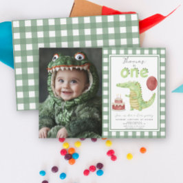 Croc Party | Niedliches Krokodil zum ersten Geburt Einladung