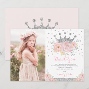 Crocess Blush Pink Silver Birthday Foto Dankeskarte