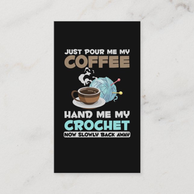 Crochet and Coffee Hobby Crafting Yarn Lover Visitenkarte (Vorderseite)