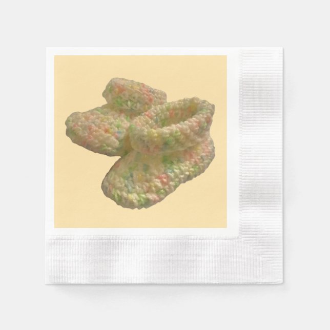 Crochet Baby Shoes Party Napkins Serviette (Vorderseite)