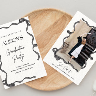 Crochet Black Bow Abschluss Einladung