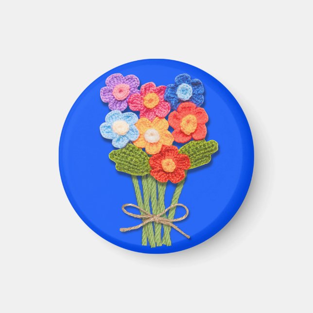 Crochet Blume Bouquet, Crochet Lover Magnet (Vorne)