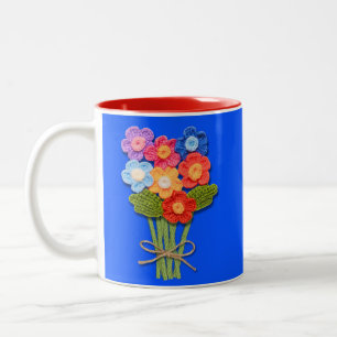 Crochet Blume Bouquet, Crochet Lover Zweifarbige Tasse