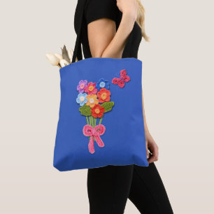 Crochet-Blume Schmetterling und Bow Print