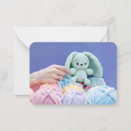 Crochet Bunny in the Making – Gentle Craft Mood Mitteilungskarte