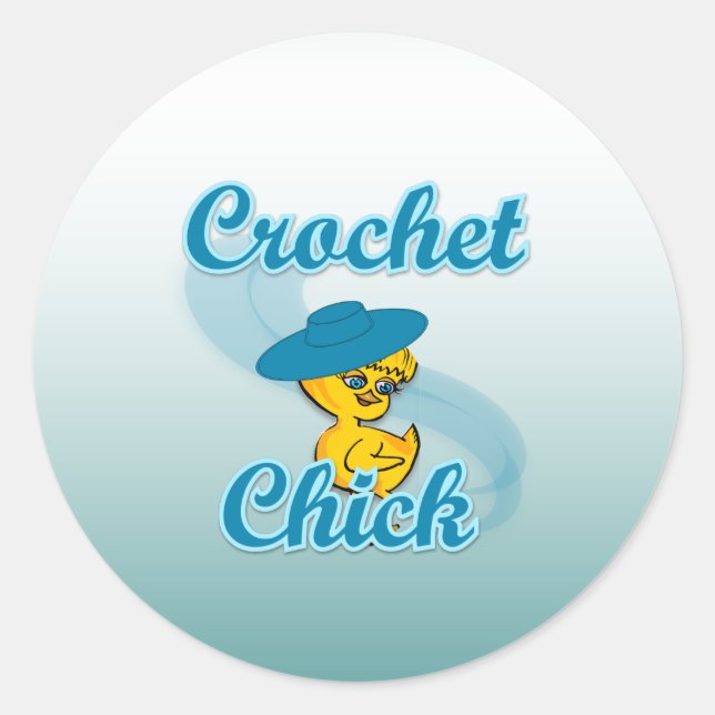 Crochet Chick #3a Runder Aufkleber (Vorderseite)