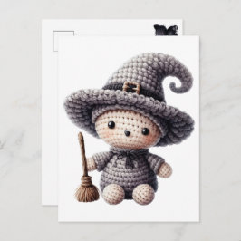 Crochet Cute Witch Feiertagspostkarte