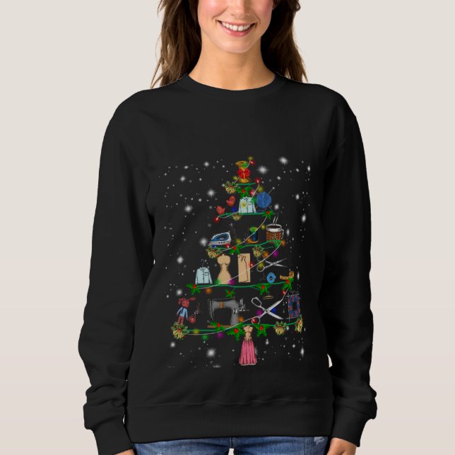 Crochet Equipment Christmas Tree Covered Lights Sweatshirt (Vorderseite)