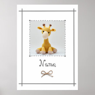 Crochet Giraffe Baby Kinderzimmer Minimalistisch W Poster