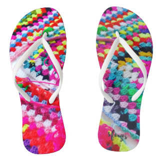 Crochet Granny Square Regenbogen Flip Flops Croche
