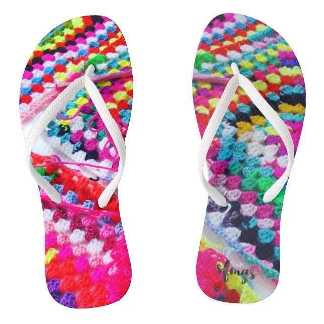 Crochet Granny Square Regenbogen Flip Flops Croche (Fußbett)