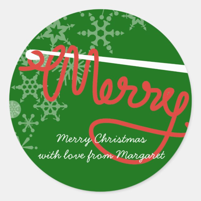 Crochet-Haken Frohe Weihnachtsgarn-Aufkleber Runder Aufkleber (Vorderseite)