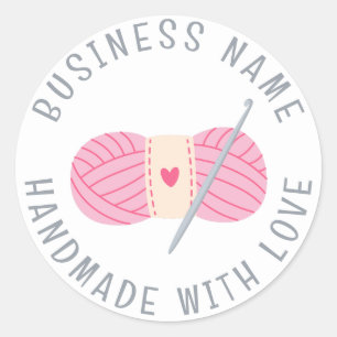 Crochet Handmade Custom Business Name Runder Aufkleber
