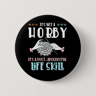 Crochet Hobby Crafting Yarn Lover Button