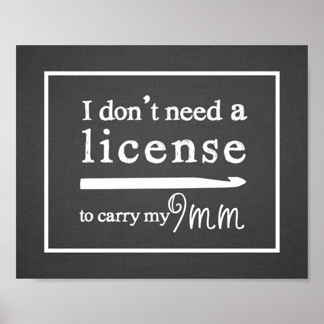 Crochet Hook License Craft Room dunkel Poster (Vorne)