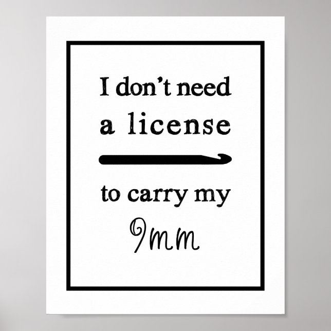 Crochet Hook License Craft Room Poster (Vorne)
