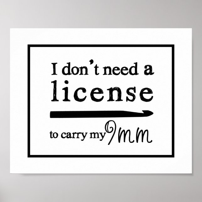 Crochet Hook License Craft Room Poster (Vorne)