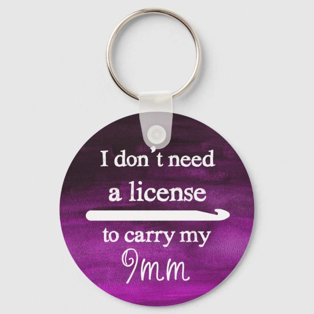 Crochet Hook Lizenz Handwerk Lila Wasserfarbe Schlüsselanhänger (Vorderseite)