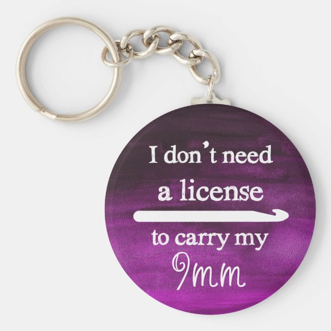 Crochet Hook Lizenz Handwerk Lila Wasserfarbe Schlüsselanhänger (Vorne)