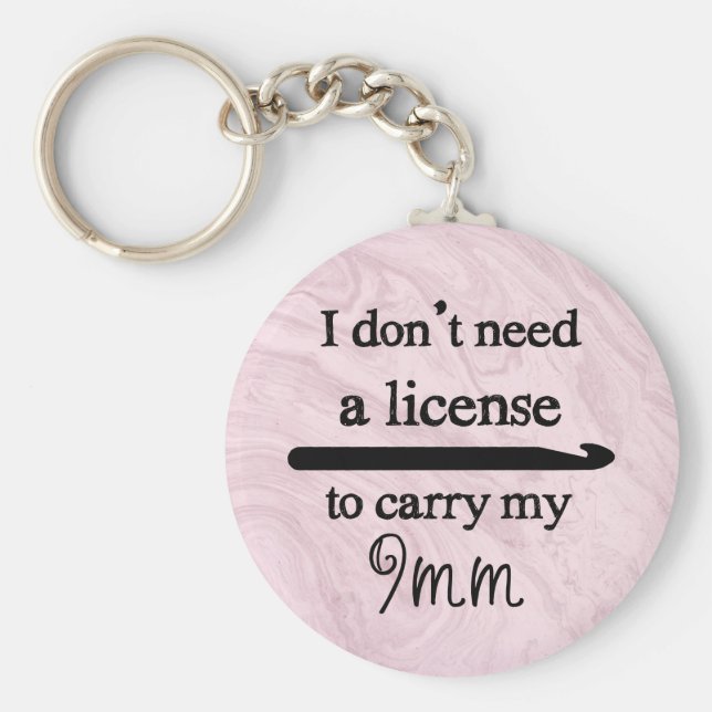 Crochet Hook Lizenz Handwerk Rosa Marmor Schlüsselanhänger (Vorne)