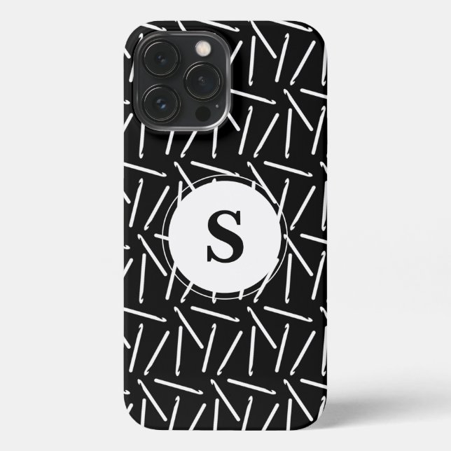 Crochet Hooks Crafts Monogram Dark iPhone Case Hülle (Rückseite)
