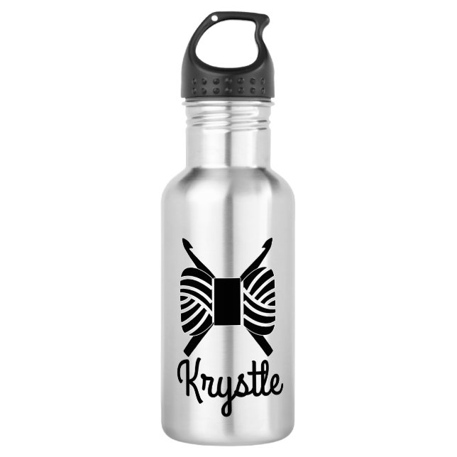 Crochet Hooks & Yarn Skein - Ihr Text Trinkflasche (Vorderseite)