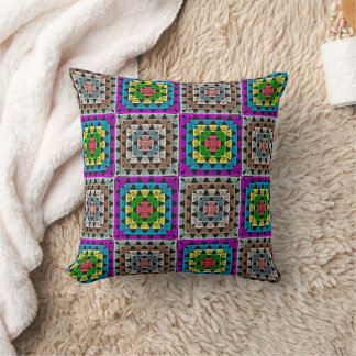 Crochet Inspiriert Granny Square Cotton Pillow Kissen