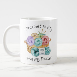 Crochet ist mein glücklicher Ort Personalisiert Jumbo-Tasse
