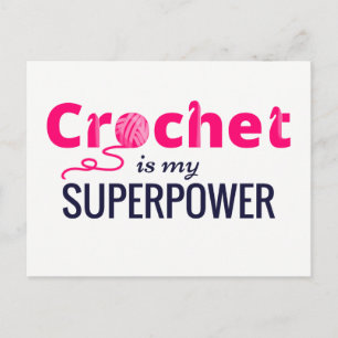 Crochet ist meine Supermacht in Rosa Postkarte