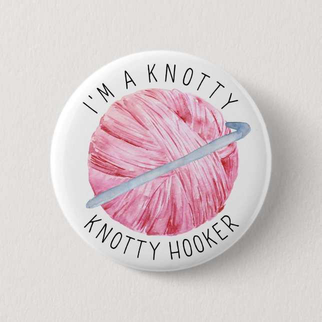Crochet Joke Pink Yarn Button (Vorderseite)