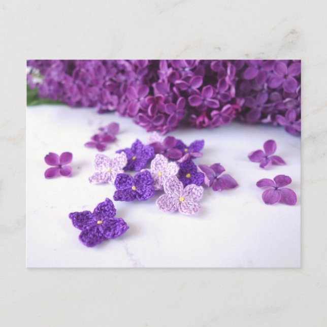 Crochet Lilac Postcard Postkarte (Vorderseite)