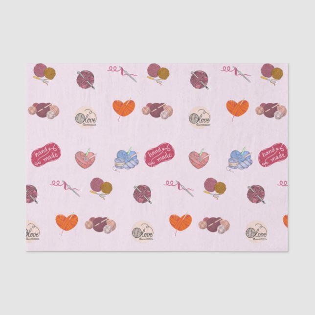 Crochet Lover Yarn Balls und Crochet Hooks Seidenpapier (Vorderseite)