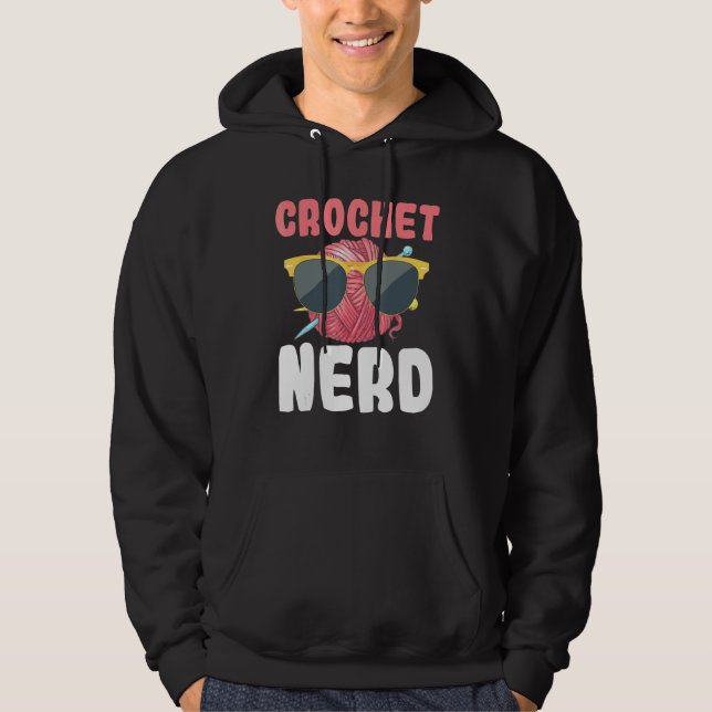 Crochet Nerd Sunglasses Sewing Knit Quilt Yarn Hum Hoodie (Vorderseite)