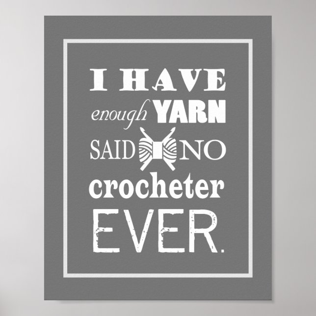 Crochet nicht genug Yarn Handwerk Raum dunkel Poster (Vorne)